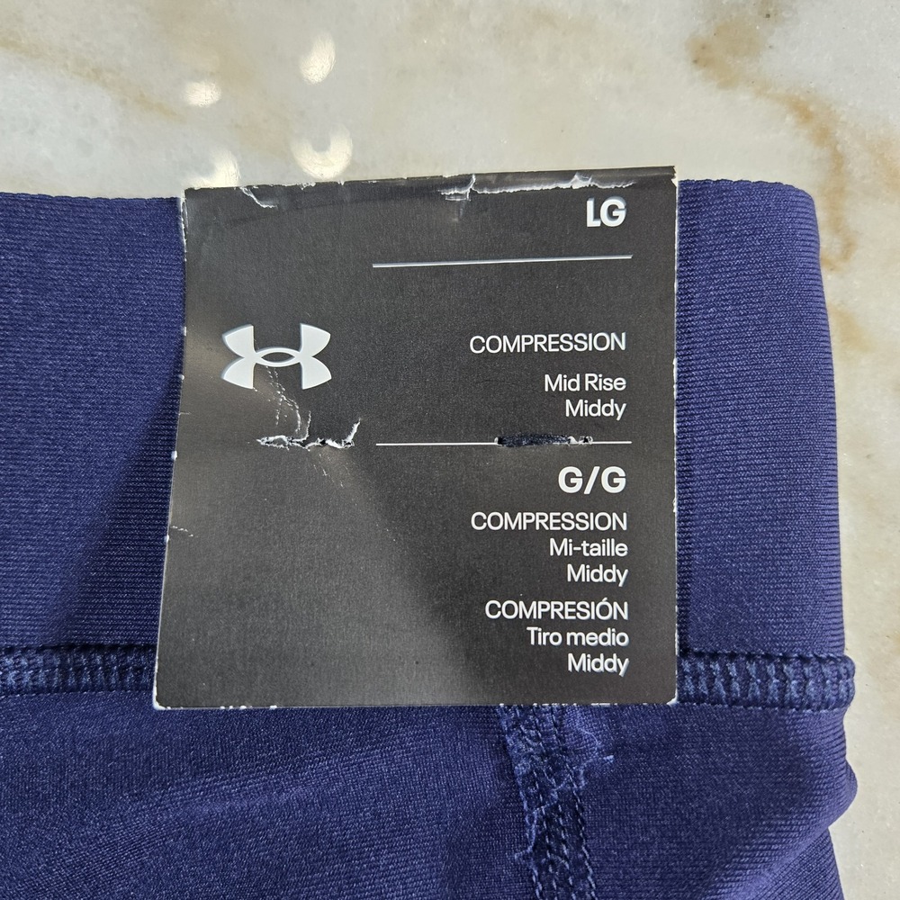 Under Armour HeatGear Compression Shorts‎ Athletic Womens Large Navy Blue NWT - Picture 5 of 9